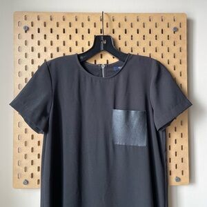 Madewell Leather Pocket Black T-Shirt Dress Women’s XS Workwear Style B0615